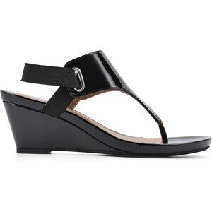 White Mountain All Dres Wedge Sandals Women’s Thong Slingback Shoes Black Size 6